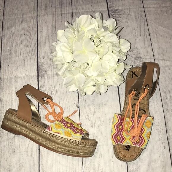 Sam Edelman Neera Espadrille Wedge Orange Boho - Picture 1 of 9